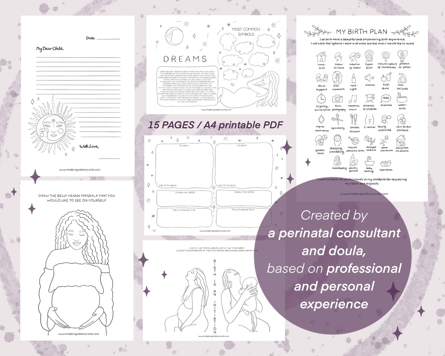 For Birthworkers, 16 coloring sheets, 22 worksheets, 80 questions