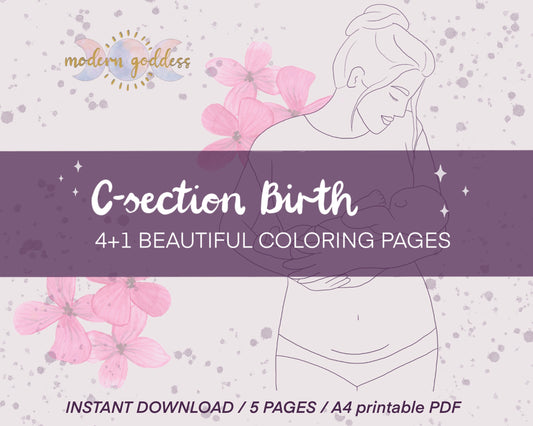 C-Section birth - 4+1 coloring pages